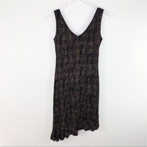 Donna Ricco Black Knit V-Neck Dress w/Gold Glitter w/ Asymmetrical Ruffle Hem 4‎